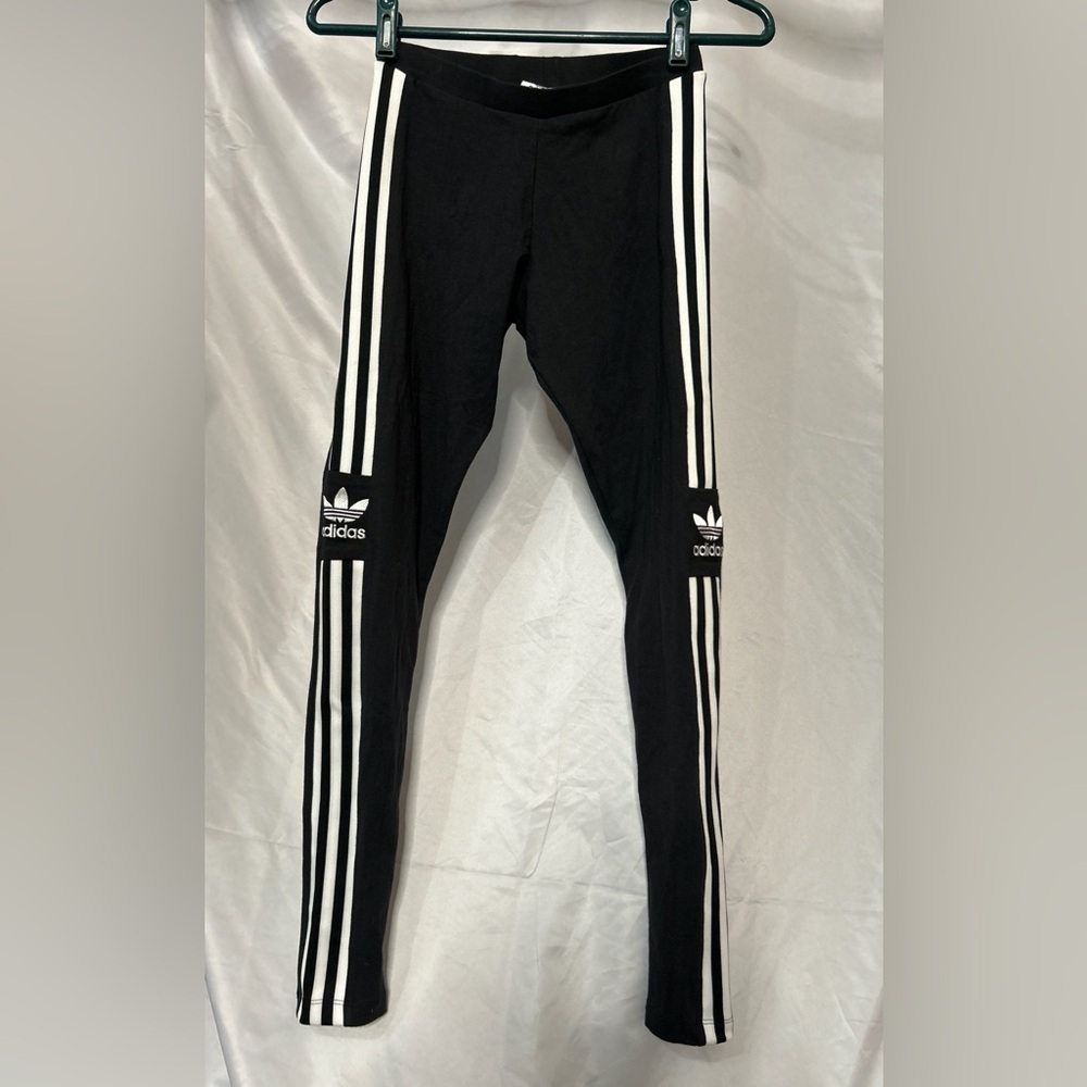 Adidas Originals Trefoil 3-Stripe Leggings Black White XS NWT - Picture 3 of 10